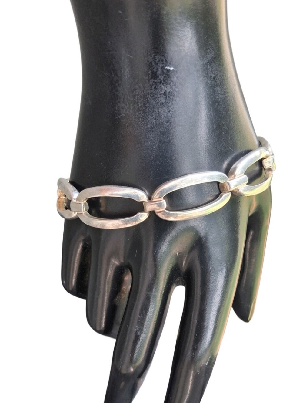 Vintage 925 Sterling Silver Chunky Oval Link Chain Bracelet Solid Heavy